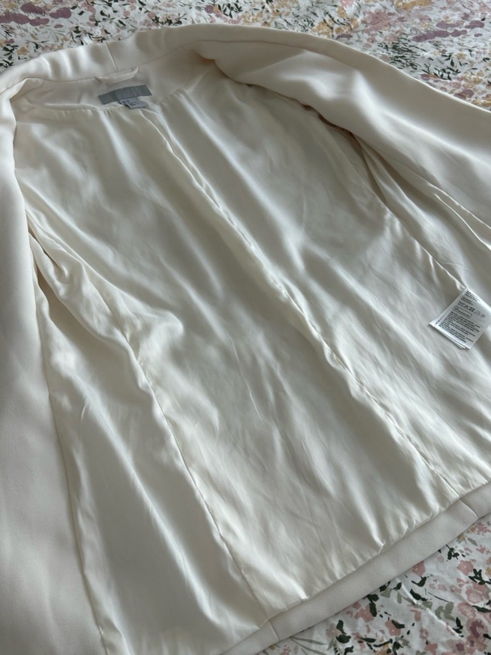 EUC Ivory Open Front Lined Mid-Length Jacket 3/4 Sleeve Women's Size 2 - Picture 4 of 7